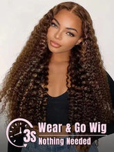 Load image into Gallery viewer, 40 Inch 4/27 Curly Ombre Highlight 7x5 Lace Front Curly Glueless Human Hair Wigs 250% Density Deep Wave 13x4 Wigs For Women