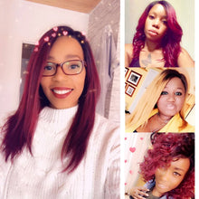 Load image into Gallery viewer, Sleek Lace Human Hair Wigs 18 Inch Long Ombre Brown Straight Brazilian Hair Wigs Red Colored Human Hair with Baby Hair for Women