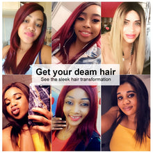 Load image into Gallery viewer, Sleek Lace Human Hair Wigs 18 Inch Long Ombre Brown Straight Brazilian Hair Wigs Red Colored Human Hair with Baby Hair for Women