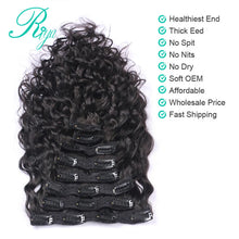 Load image into Gallery viewer, Clip in 100% Human Hair Extensions Full Head Natural Wave Clip Ins Natural Black Color 8 Pieces And 120g/Set Remy Indian Hair