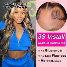 Load image into Gallery viewer, Wow Angel 1B27 Ombre Highlight 13x6 HD Lace Front Wigs Glueless Body Wave Pre plucked Ready to Wear Human Hair Wigs For Woman