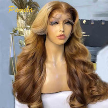 Load image into Gallery viewer, Highlight 13x6 HD Transparent Lace Frontal Human Hair Glueless Wig Pre plucked Ready To Wear Ombre 27 30 Colored Human Hair Wigs