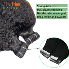 Load image into Gallery viewer, 30inch Tape in Hair Extensions Human Hair Brazilian Hair Kinky Straight Hair Extensions Tape in Real Human Hair 20Pcs50G 1BColor