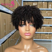 Load image into Gallery viewer, 100% Human Hair Afro Kinky Curly Full Machine Short Wigs High Quality Brazilian Virgin Hair Wig For Black Women Daily Use
