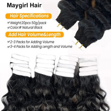 Load image into Gallery viewer, Deep Wave Tape In Extensions 100% Human Hair Deep Curly Tape on Hair Extensions Skin Weft Remy Natural Hair Extensions #1B