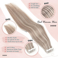 Load image into Gallery viewer, K.S WIGS Mini Tape In Human Hair Extensions Straight Seamless Skin Weft Invisible Natural Non-Remy Human Hair Adhesive Extension