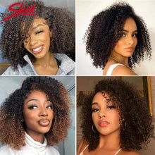 Load image into Gallery viewer, Sleek Afro Kinky Curly Black Human Hair Wigs Ombre T1B/30 Brazilian Curly Machine Made Remy Cheap Human Hair Wigs