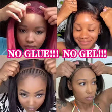 Load image into Gallery viewer, Wear And Go Glueless Straight Bob Wig Brazilian Lace Front Human Hair Wigs Bone Straight Transparent Lace Closure Wig Ready to