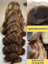 Load image into Gallery viewer, 4/27 Highlight Brown Body Wave 13x4 Colored Lace Front Human Hair Wigs Glueless 13x6 Ombre Blonde HD Lace Frontal Wig For Women