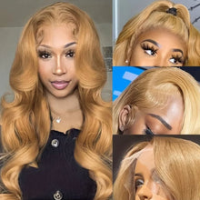 Load image into Gallery viewer, Silkwave 36 Inch #27 Honey Blond Body Wave 13x4 Lace Front Human Hair Brazilian 13x6 HD Transparent Lace Frontal Wig For Women