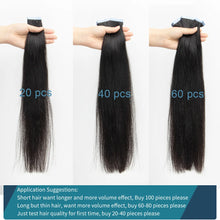 Load image into Gallery viewer, Straight Tape Hair Extensions Human Hair Natural Black Brazilian Remy Hair Extensions Invisible Tape Ins Real Hair 20pcs/Pack