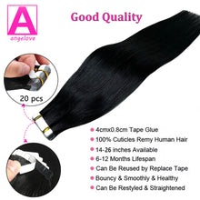 Load image into Gallery viewer, Tape In Brazilian Human Hair Straight Extensions 14-26inches Skin Weft Adhesive Glue 100% Real Remy Human Hair On Salon Quality