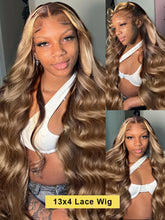 Load image into Gallery viewer, 4/27 Highlight Brown Body Wave 13x4 Colored Lace Front Human Hair Wigs Glueless 13x6 Ombre Blonde HD Lace Frontal Wig For Women