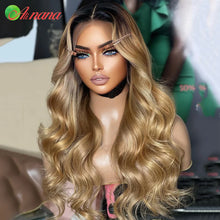 Load image into Gallery viewer, Ombre 4/27 1B/27 Honey Blonde Colored 13x6 Lace Frontal Wig Wave Pre-Plucked 12A Grade Lace Closure Human Hair Wig For Women