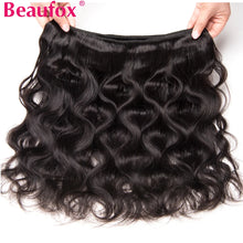 Load image into Gallery viewer, Beaufox Body Wave Bundles Brazilian Hair Weave Bundles 1/3/4 PCS Human Hair Bundles Natural /Jet Black 8-30"Remy Hair Extensions