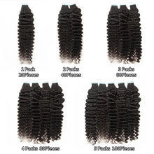 Load image into Gallery viewer, Deep Wave Tape In Extensions 100% Human Hair Deep Curly Tape in Extensions Black Women Skin Weft Remy Natural Hair Extensions