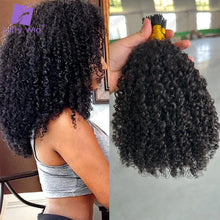Load image into Gallery viewer, Afro Kinky Curly I Tip Hair Extensions Microlink Human Hair Extensions Double Drawn Full Thick Ends I Tip Hair Extensions Luffy