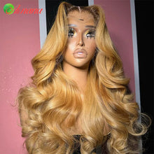 Load image into Gallery viewer, Ombre 4/27 1B/27 Honey Blonde Colored 13x6 Lace Frontal Wig Wave Pre-Plucked 12A Grade Lace Closure Human Hair Wig For Women