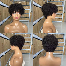 Load image into Gallery viewer, 100% Human Hair Afro Kinky Curly Full Machine Short Wigs High Quality Brazilian Virgin Hair Wig For Black Women Daily Use