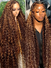 Load image into Gallery viewer, 250% Glueless Wig Highlight Ombre Deep Wave 13x4 Lace Frontal Wig Ready To Wear Curly 7x5 Lace Frontal Human Hair Wigs For Women