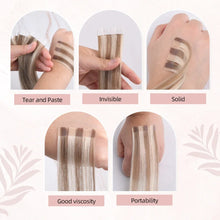 Load image into Gallery viewer, K.S WIGS Mini Tape In Human Hair Extensions Straight Seamless Skin Weft Invisible Natural Non-Remy Human Hair Adhesive Extension