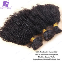 Load image into Gallery viewer, Mongolian Afro Kinky Curly Hair Bulk Human Hair for Braiding Double Drawn No Weft Kinky Curly Bulk Hair Bundles Wholesale LUFFY