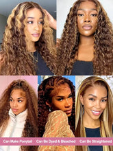 Load image into Gallery viewer, 250% Glueless Wig Highlight Ombre Deep Wave 13x4 Lace Frontal Wig Ready To Wear Curly 7x5 Lace Frontal Human Hair Wigs For Women