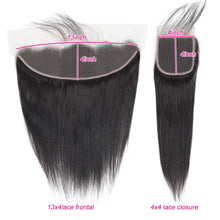 Load image into Gallery viewer, 13x4 Ear To Ear HD Lace Frontal Brazilian Straight Transparent 4x4 Lace Closure 100% Virgin Human Hair Pre Plucked Hairline