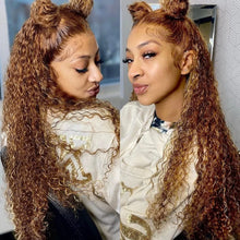 Load image into Gallery viewer, 360 HD Lace Frontal Human Hair Wigs Highlight Kinky Curly Colored Transparent Invisible 13x4 13x6 HD Lace Front Wig 250% Density