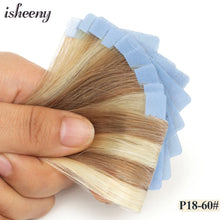 Load image into Gallery viewer, Isheeny 12" 16" 20" PU Skin Weft Tape Hair Extensions 10pcs Invisible Tape In Hair Extensions Straight Machine Remy Human Hair