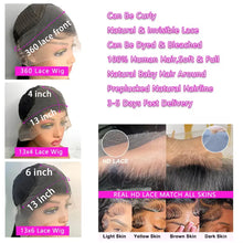 Load image into Gallery viewer, 40 Inch Body Wave 13x6 Hd Lace Frontal Wig Human Hair 360 Brazilian Pre Plucked Lace For Women 13x4 Lace Front Wigs 250 Density