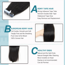 Load image into Gallery viewer, Straight Tape Hair Extensions Human Hair Natural Black Brazilian Remy Hair Extensions Invisible Tape Ins Real Hair 20pcs/Pack