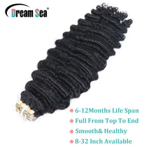 Load image into Gallery viewer, 18Inch Deep Wave Tape In Hair Extensions Human Hair For Women Kinky Curly Double Drawn Tape Ins Brazilian Remy Hair Extensions