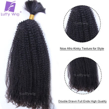 Load image into Gallery viewer, Afro Kinky Curly Bulk Human Hair for Braiding No Weft Human Hair Bundles Double Drawn Burmese Bulk Hair Human Hair Braiding
