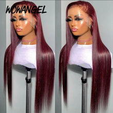 Load image into Gallery viewer, WOWANGEL 99J Burgundy 13x6 HD Lace Frontal Human Hair Wig 30inch Straight Wigs Melt Skins 250% Red Colored Wigs For Woman