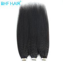 Load image into Gallery viewer, Yiki Kinky Straight Tape in Extensions Tape Extensions Brazilian 100% Real Remy Human Hair Natural Black 12"-26" inches