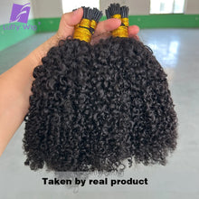 Load image into Gallery viewer, Afro Kinky Curly I Tip Hair Extensions Microlink Human Hair Extensions Double Drawn Full Thick Ends I Tip Hair Extensions Luffy