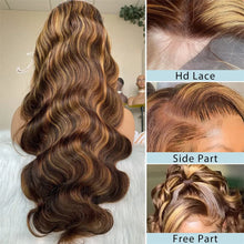 Load image into Gallery viewer, Body Wave Lace Front Wig Highlight Honey Blonde Colored Hd Lace Front Wig Brazilian 13x4 Lace Frontal Wigs For Women Human Hair
