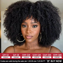 Load image into Gallery viewer, 180 250 Density Afro Kinky Curly Human Hair Wigs With Bang For Black Women Brazilian 100% Human Hair Remy Full Machine Made Hair