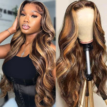 Load image into Gallery viewer, Wear And Go Highlight Ombre 7x5 Closure Pre Cut Glueless Wig Human Hair Ready To Wear 4/27 Body Wave 13x4 Front Preplcuked