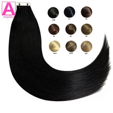 Load image into Gallery viewer, Tape In Brazilian Human Hair Straight Extensions 14-26inches Skin Weft Adhesive Glue 100% Real Remy Human Hair On Salon Quality