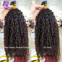 Load image into Gallery viewer, Afro Kinky Curly I Tip Hair Extensions Microlink Human Hair Extensions Double Drawn Full Thick Ends I Tip Hair Extensions Luffy
