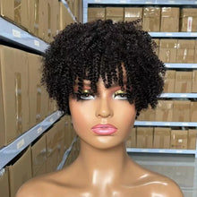 Load image into Gallery viewer, 100% Human Hair Afro Kinky Curly Full Machine Short Wigs High Quality Brazilian Virgin Hair Wig For Black Women Daily Use