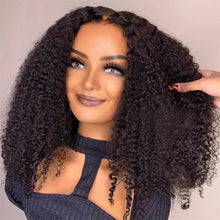 Load image into Gallery viewer, 10A 100% Glueless Wigs Human Hair Wigs Ready To Wear Bleached Knots 6x4 Pre Cut HD Transparent Glueless Lace Wigs Kinky Curly