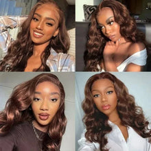 Load image into Gallery viewer, Body Wave Brazilian Human Hair Bundles With Closure Frontal 13x4 Transparent Lace Extensions 100% Real Human Hair 3 Bundles #4