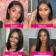 Load image into Gallery viewer, Wear And Go Glueless Straight Bob Wig Brazilian Lace Front Human Hair Wigs Bone Straight Transparent Lace Closure Wig Ready to