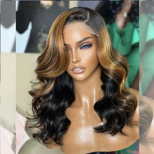 Load image into Gallery viewer, Human Hair Wig Bodywave Lace Glueless Left C Part Short Humanhair Wigs For Everyday Use Wavy Short BobTransparent Lace Wig 100%