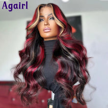 Load image into Gallery viewer, Red Blonde Highlight 13X6 Wavy Lace Frontal Wig Ready Go 13x4 Body Wave Human Hair Wigs PrePlucked 6X4 Lace Wigs For Black Women