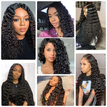 Load image into Gallery viewer, Deep Wave Tape In Extensions 100% Human Hair Deep Curly Tape on Hair Extensions Skin Weft Remy Natural Hair Extensions #1B