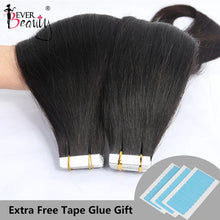 Load image into Gallery viewer, Straight Tape In Hair Extensions Human Hair Skin Weft Extension Invisible Tape Ins Brazilian Bulk Virgin Hair For Black Women